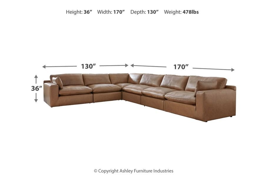 Ashley Caramel Emilia 30901S5 6 - Piece Sectional - Leather | Home Elegance USA