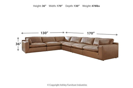 Ashley Caramel Emilia 30901S5 6 - Piece Sectional - Leather - 30901S5 - Home Elegance USA - 2