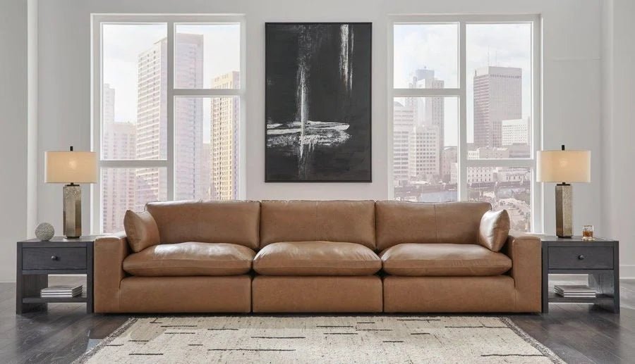 Ashley Caramel Emilia 30901S2 3 - Piece Sectional Sofa - Leather - 30901S2 - Home Elegance USA - 2