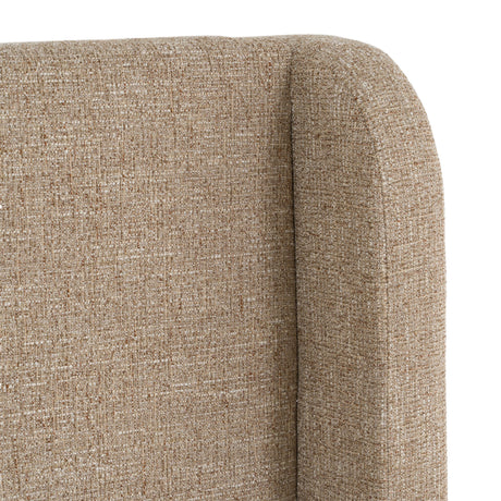 Queen Emilio + Roma - Modern Beige Fabric + Walnut 4-Piece Bedroom Set