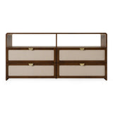 Emilio - Modern Natural Burlap + Walnut Dresser - View Image 1