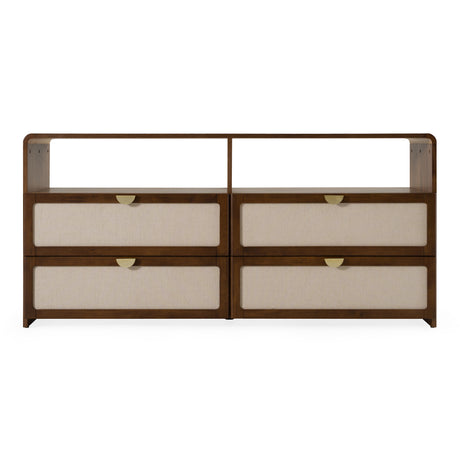 Emilio - Modern Natural Burlap + Walnut Dresser - View Image 1