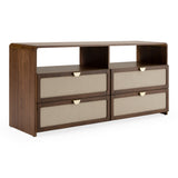 Emilio - Modern Natural Burlap + Walnut Dresser - View Image 1