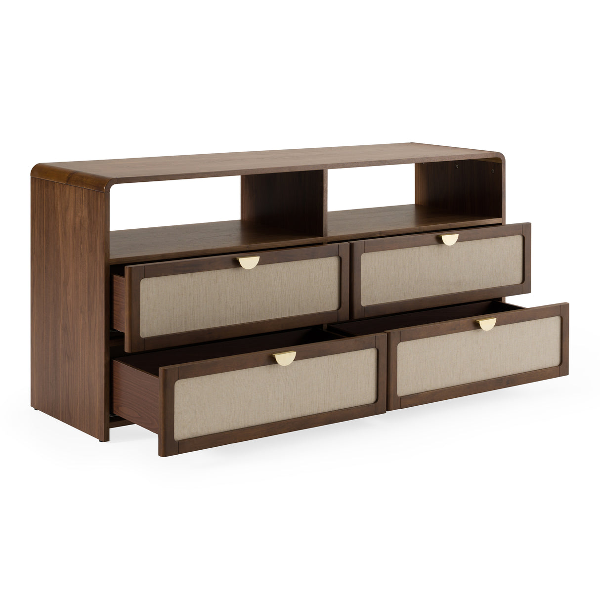 Emilio - Modern Natural Burlap + Walnut Dresser - View Image 1