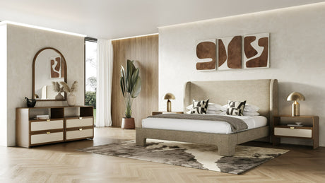 Emilio - Modern Natural Burlap + Walnut Dresser - View Image 1