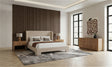 Queen Emilio + Roma - Modern Beige Fabric + Oak 4-Piece Bedroom Set - View Image 1