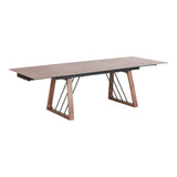 Emmond - Mid-Century Modern Ceramic + Walnut Extendable Dining Table - View Image 1