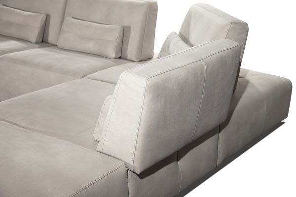 Lamod Italia Hollywood - Italian Light Grey Leather LAF Chaise Sectional Sofa