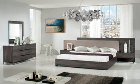 Eastern King Enzo Italian Modern Grey Oak & Fabric Bedroom Set - View Image 1