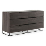 Eastern King Enzo Italian Modern Grey Oak & Fabric Bedroom Set