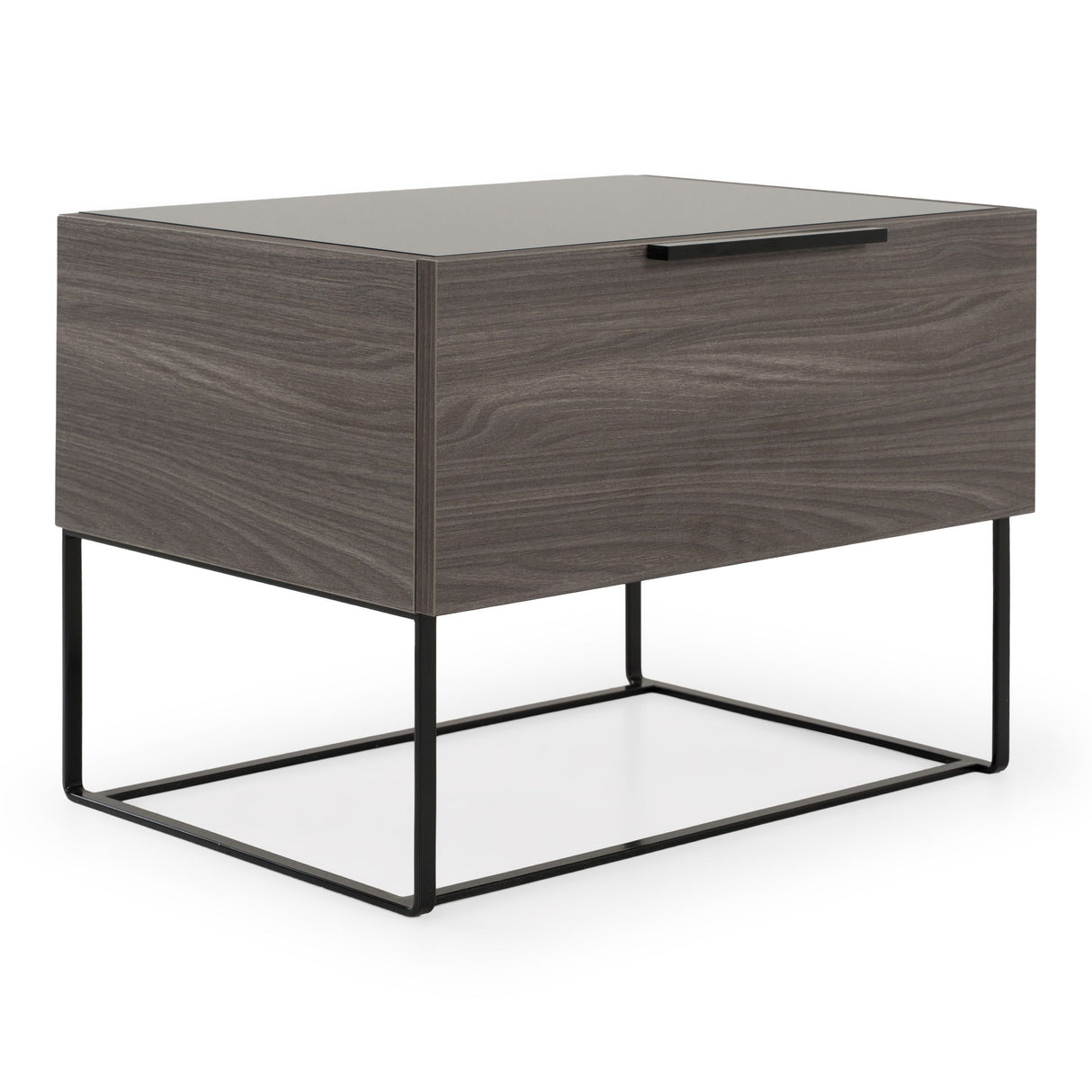 California King Enzo Italian Modern Grey Oak & Fabric Bed w/ Nightstands