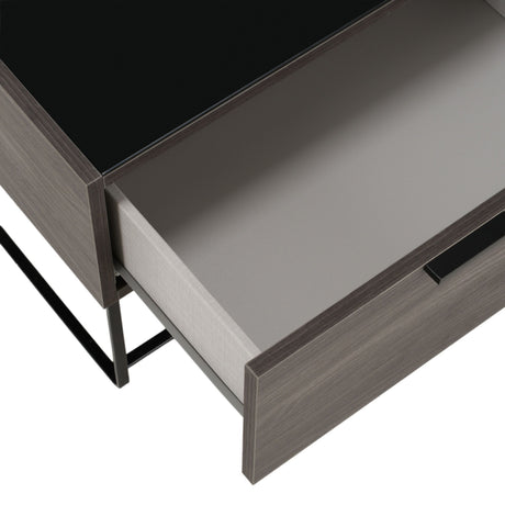 California King Enzo Italian Modern Grey Oak & Fabric Bed w/ Nightstands