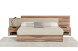 Eastern King Matteo Italian Modern Walnut & Fabric Bed + 2 Nightstands + Dresser Set