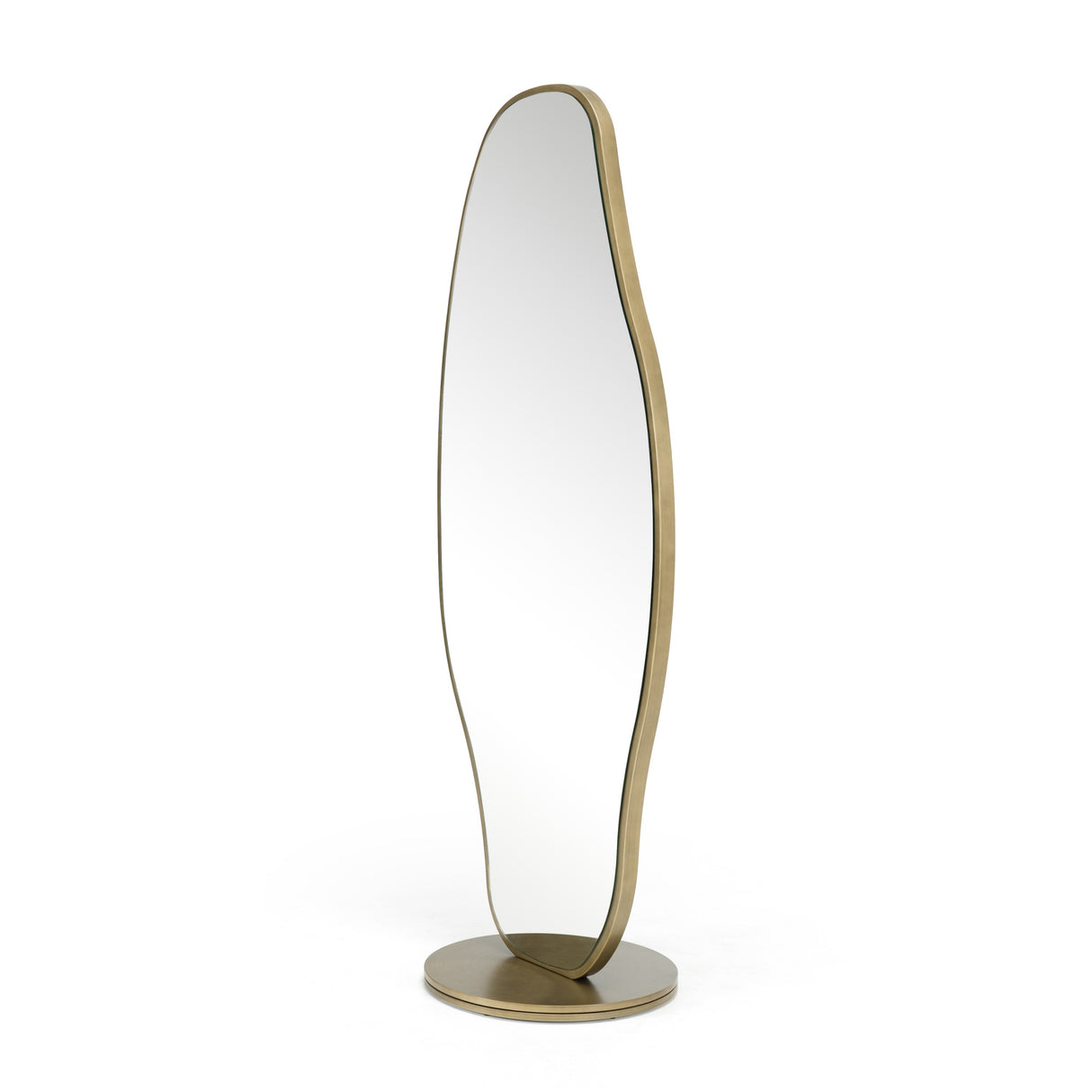 Esteem - Modern Antique Brass Freestanding Mirror - View Image 1