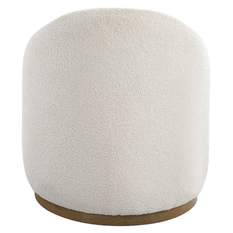 Swirl Swivel Sheepskin Ottoman - White by Uttermost - View 7