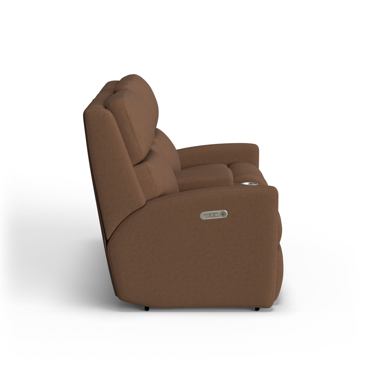 Catalina Transitional Leather Power Reclining Loveseat With Console & Power Headrests | Flexsteel