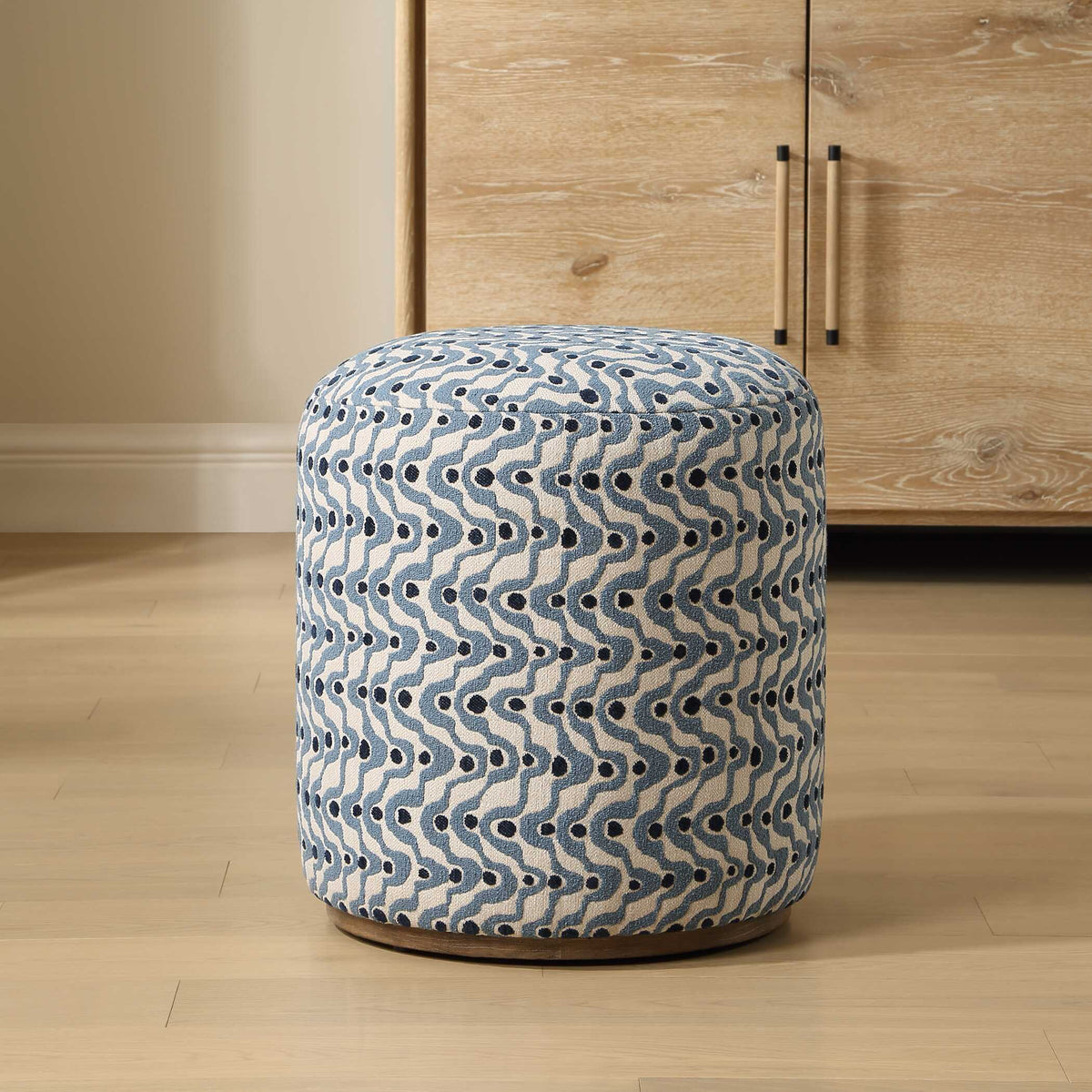 Cas Fabric Ottoman - Blue by Uttermost - View 2