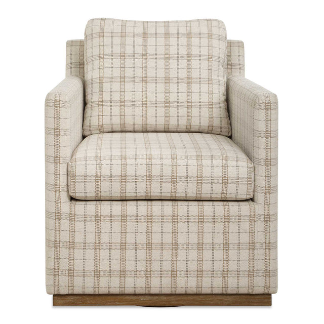 Basie Casual Linen Swivel Chair White - Beige by Uttermost - View 1