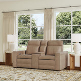 Dutch Power Reclining Loveseat With Console, Power Headrest & Lumbar - Light Brown | Flexsteel