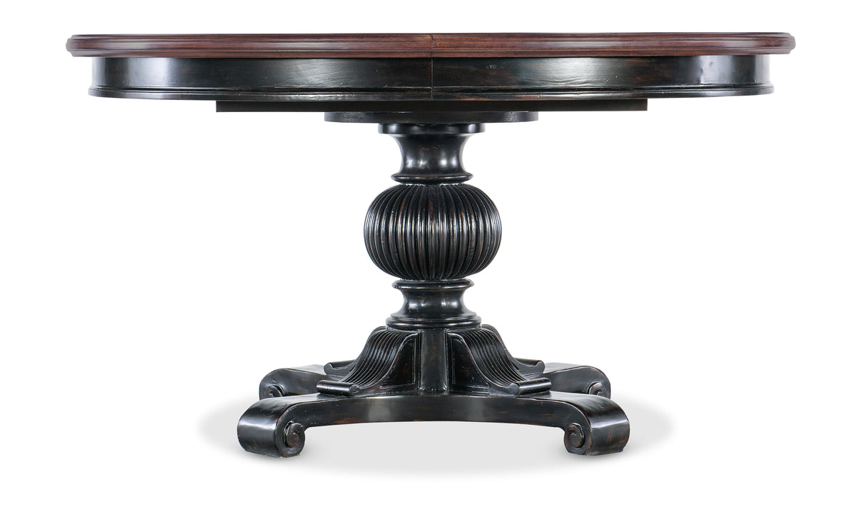Charleston Round Pedestal Dining Table With 1-20" leaf - Dark Brown / Black by Hooker Furniture - View 8