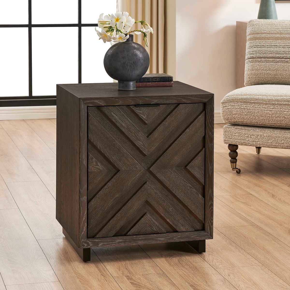 Barrett Oak Cabinet Dark Charcoal - Black by Uttermost - View 4