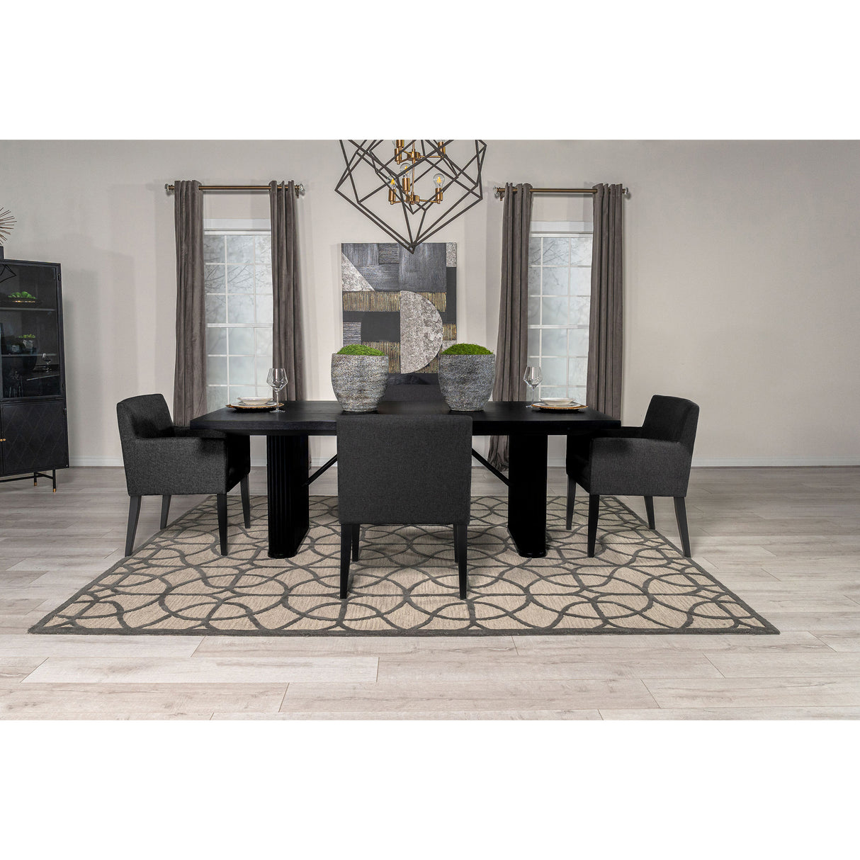 Houston Charcoal Grey and Black 5-piece Dining Set