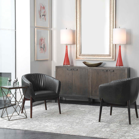 Anders Chenille Accent Chair - Black / Light Brown by Uttermost - View 2