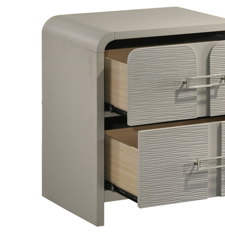 Aria Contemporary Queen 5PC Bedroom Set Modern Storage Bed with Ball Bearing Glide Drawers in Beige - sold by Home Elegance USA