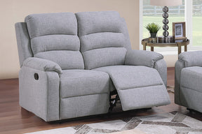 1pc Motion Loveseat Sincere Bone Finish Vertical Tufting Plush Armrest Burlap Upholstered Loveseat Dark Gray Finish Primary Living Room Furniture