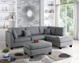 Grey Color 3pcs Sectional Living Room Furniture Reversible Chaise Sofa And Ottoman Polyfiber Linen Like Fabric Cushion Couch - sold by Home Elegance USA