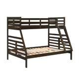 Twin over Full Bunk Bed 1pc Classic Dark Brown Finish Youth Bedroom Furniture Durable Wood - sold by Home Elegance USA