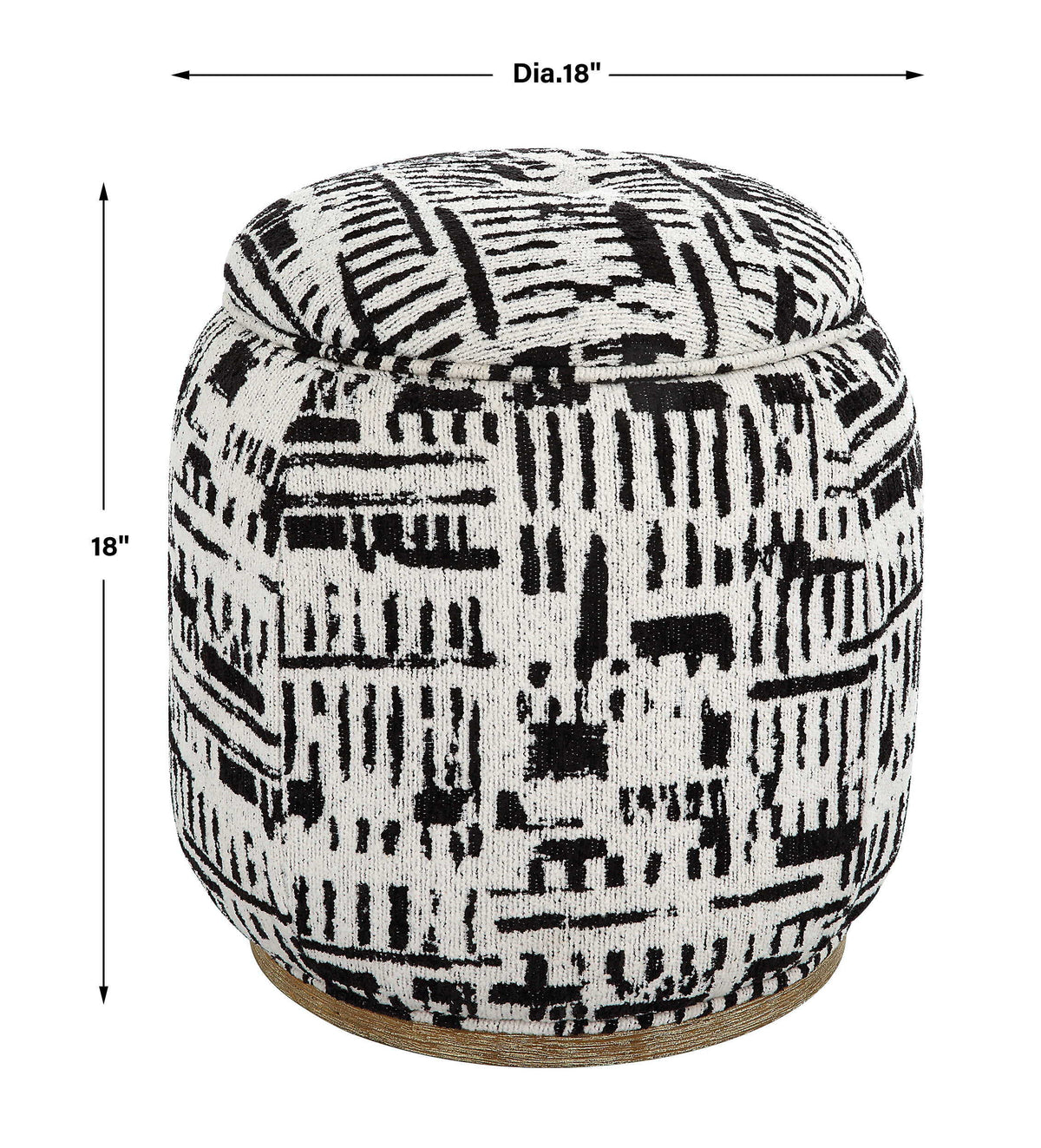 Dialogue Poof Ottoman - Black / White by Uttermost - View 8