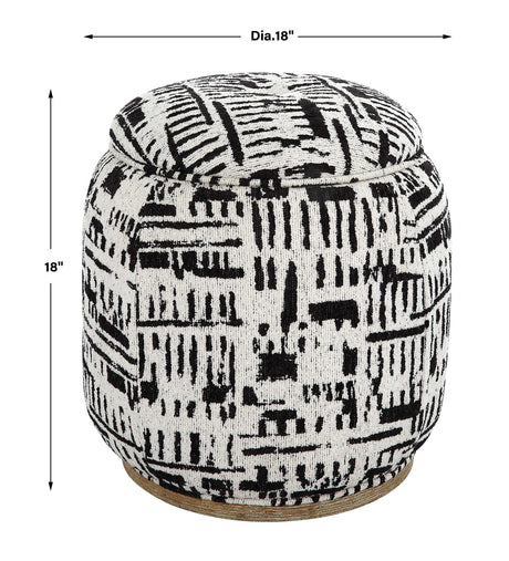 Dialogue Poof Ottoman - Black / White by Uttermost - View 8