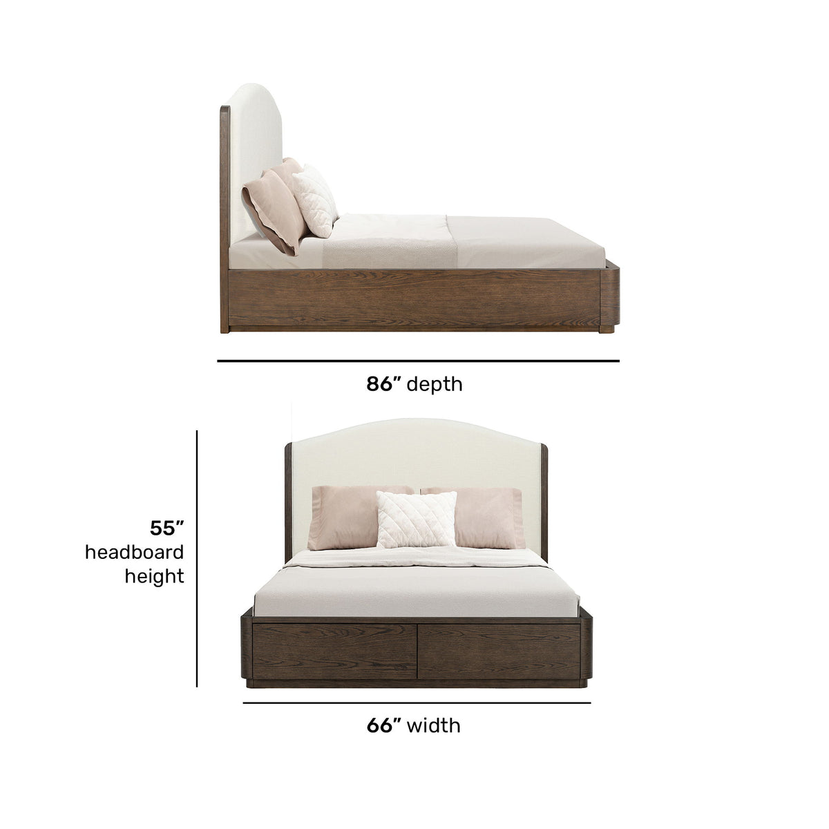 Athens Queen Upholstered Storage Bed - Brown / Milk | Flexsteel