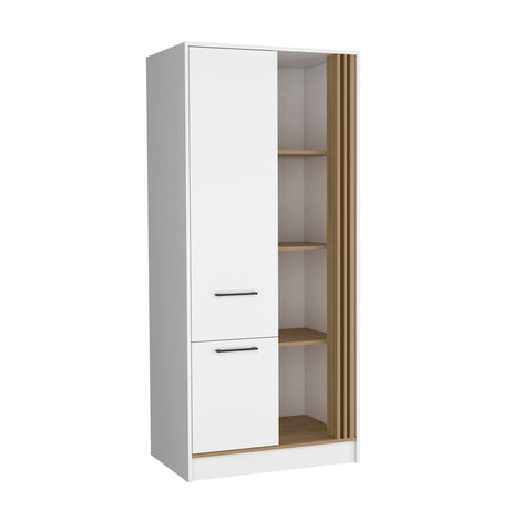 Armoire 70.8' H, 1 Door, 1 Drawer, 4 Shelves, White/Natural Oak - Bedroom - sold by Home Elegance USA