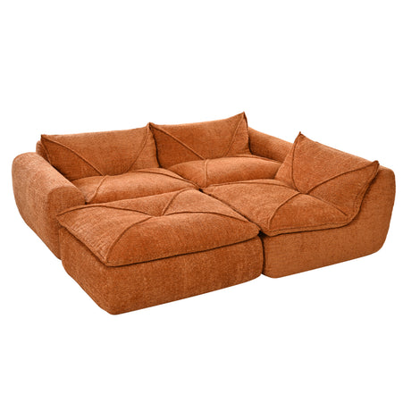 116'' Fully Compressed Sofa with High Density Foam, Integrated Backrest&Seat Cushion, Decorative Edging, Legless Design without Frame, No Assembly Required, Free Combination, Particle Chenille - sold by Home Elegance USA