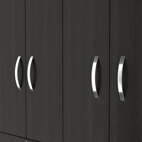 Hamilton Mobile Armoire, 4-Doors Cabinet, Three Drawers, Rods, Four Shelves, Black Wengue - Bedroom - sold by Home Elegance USA