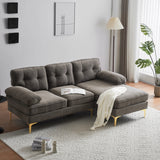 Velvet L-Shaped Sectional Sofa: Luxurious 83" Modern Design for Living Room & Bedroom Décor | Brown Comfort and Style - Home Elegance USA