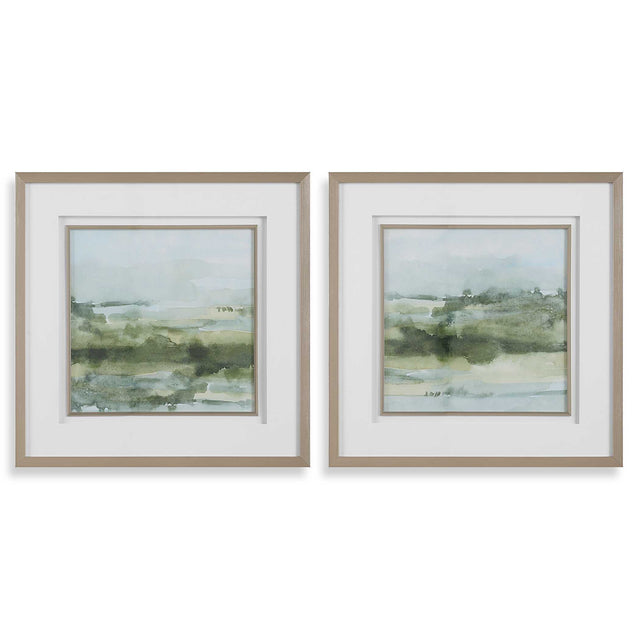 Soft Sage Abstract Landscape Prints (Set of 2) - Gray by Uttermost - View 1