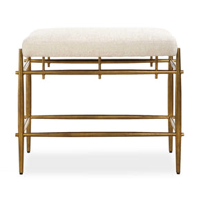 Karleen Plush Small Brass Bench - White / Gold by Uttermost - View 1