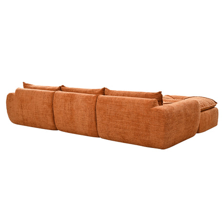 116'' Fully Compressed Sofa with High Density Foam, Integrated Backrest&Seat Cushion, Decorative Edging, Legless Design without Frame, No Assembly Required, Free Combination, Particle Chenille - sold by Home Elegance USA