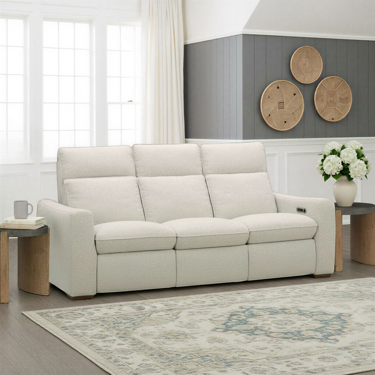 Ava Power Reclining Sofa With Power Headrest & Lumbar - Light Gray | Flexsteel