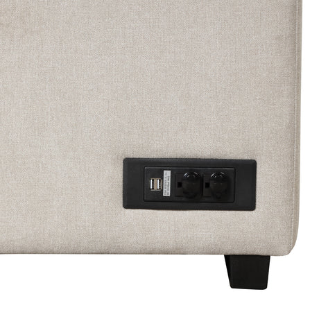 2 in 1 Sleeper Sofa Bed with Storage Ottoman, Beige Linen Upholstery, 84.75' L Shape Couch for Small Spaces - sold by Home Elegance USA