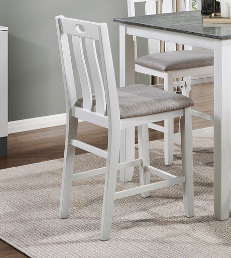 5-Piece Pack Counter Height Set Weathered Gray and White Table and Fabric Upholstered 4 Chairs Casual Dining Furniture - sold by Home Elegance USA
