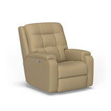 Arlo Transitional Leather Power Rocking Recliner, Power Headrest | Flexsteel