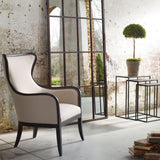 Sandy Wing Back Armchair Beige & Dark Brown - Beige / Dark Brown by Uttermost - View 8