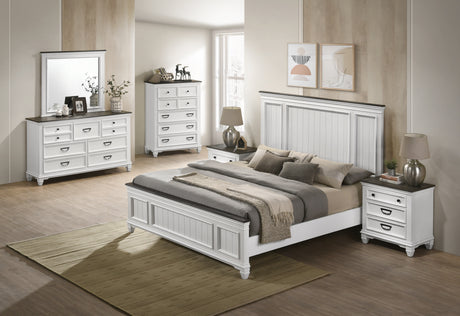 Clelane Wood Bedroom 6 piece Set with Shiplap Panel Queen Bed, Dresser, Mirror, Two Nightstands, and Chest - sold by Home Elegance USA