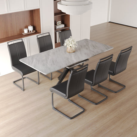 62.4' extendable 78.15' dining Table Set for 6-8 Person for Dining Room,C-shaped Tube Soft padded armless dining chair and Very large Dining Room Table Kitchen Table Chair Set with metal Legs - sold by Home Elegance USA