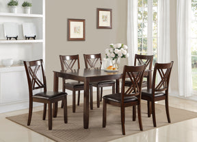 7-Pc Dinette Set Brown Espresso Finish Rectangular Table PU Upholstered Chairs Transitional Dining Room Wooden Dining Set Furniture - sold by Home Elegance USA