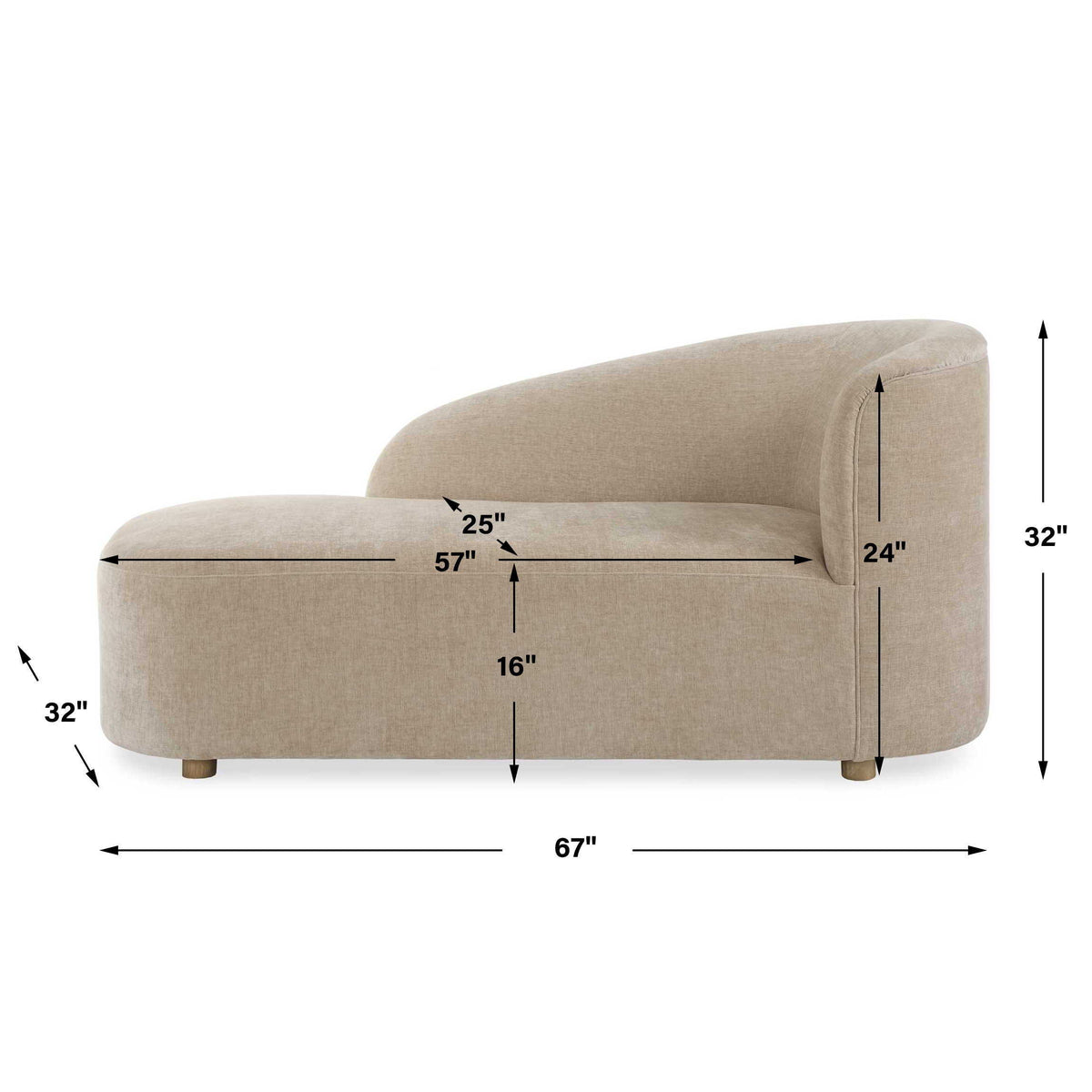 Fae Arm Chaise Lounge - Beige by Uttermost - View 8
